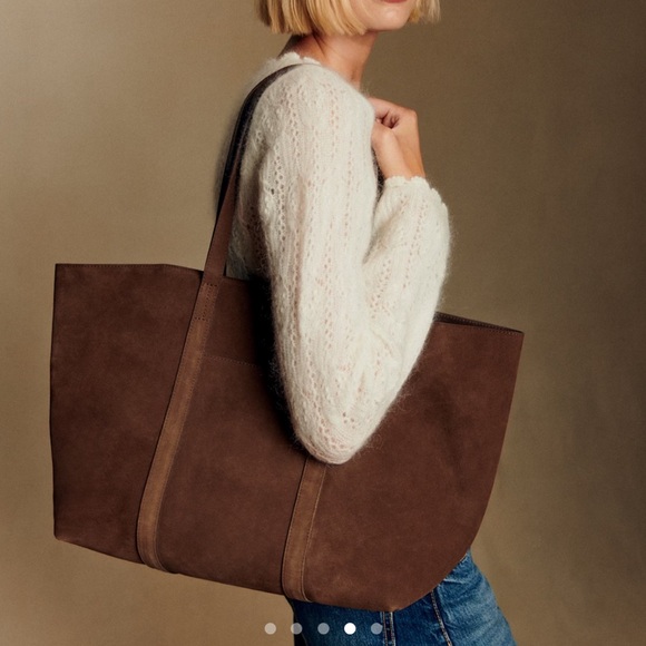 Brand New Sezane Gabin Bag in Chocolate Suede - Picture 2 of 8